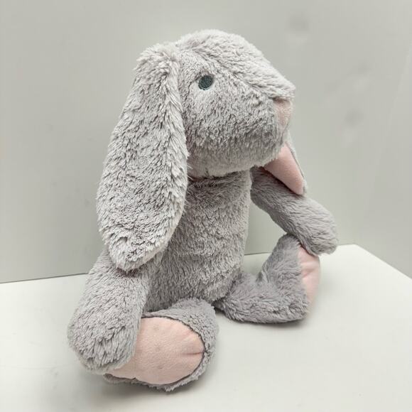 Elegant Baby Soft Gray Hook & Loop Paws Bunny Rabbit 16" Plush Stuffie Lovey - Picture 2 of 7
